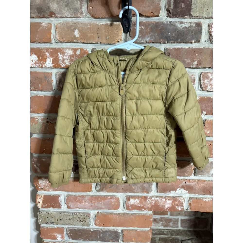 Baby Gap Hooded Puffer Jacket Beige Tan Two Years Preowned Good Condition